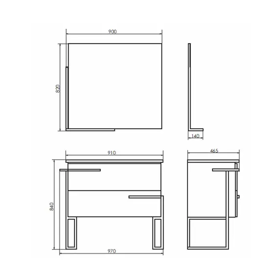 ТУМБА-УМЫВАЛЬНИК COMFORTY ДЮССЕЛЬДОРФ-90 ДУБ ДЫМЧАТЫЙ С РАК. COMFORTY 9090EL