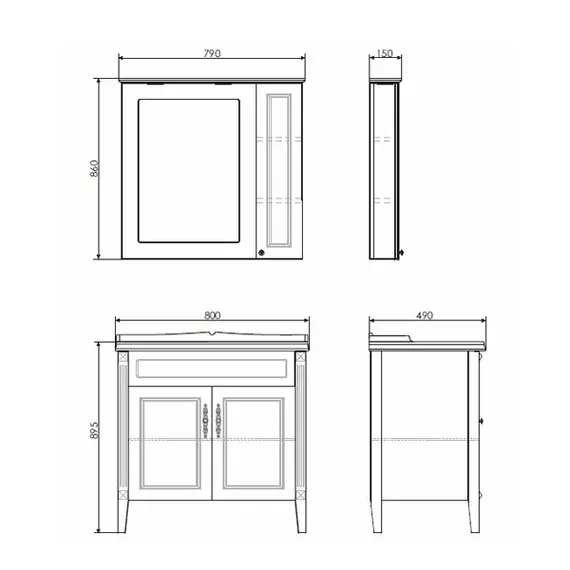 ТУМБА-УМЫВАЛЬНИК COMFORTY ПАЛЕРМО-80 БЕЛЫЙ ГЛЯНЕЦ С РАКОВИНОЙ COMFORTY 3380