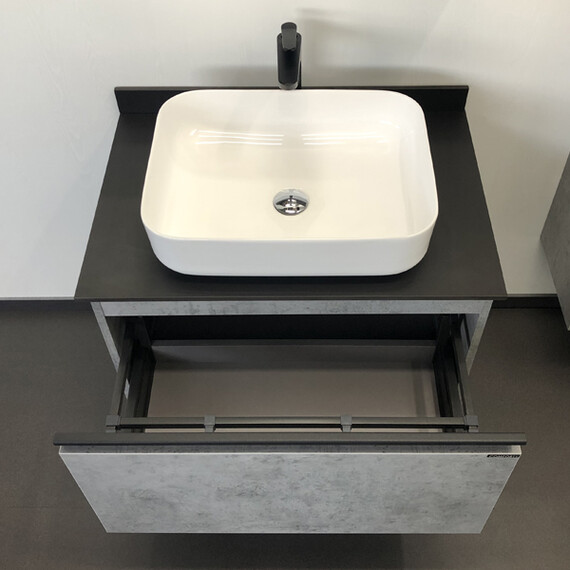 ТУМБА-УМЫВАЛЬНИК COMFORTY ЭДИНБУРГ-75 БЕТОН СВЕТЛЫЙ С ЧЕРНОЙ СТОЛЕШНИЦЕЙ, С РАКОВИНОЙ COMFORTY T-Y9378