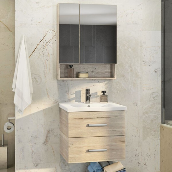 ЗЕРКАЛО-ШКАФ COMFORTY ПАРМА-60 ДУБ ДЫМЧАТЫЙ