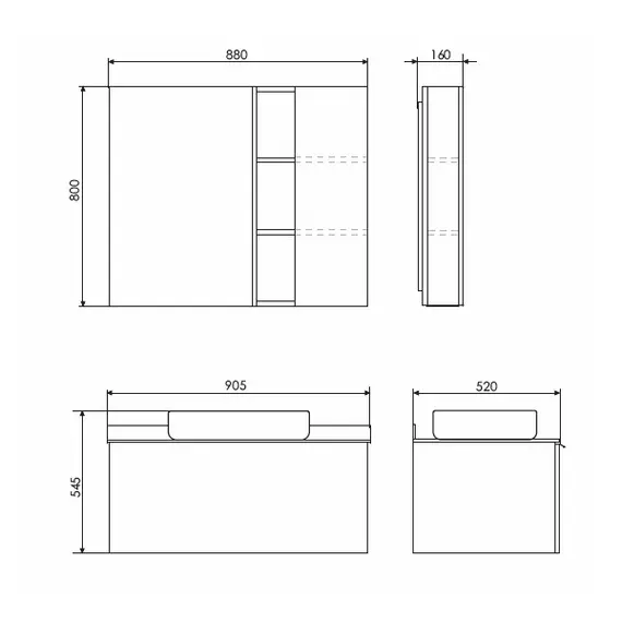 ЗЕРКАЛО-ШКАФ COMFORTY МИЛАН-90 БЕЛЫЙ ГЛЯНЕЦ