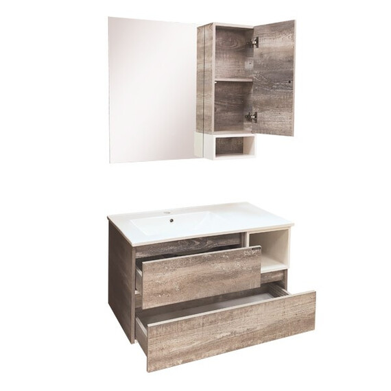 ТУМБА-УМЫВАЛЬНИК COMFORTY ТУРИН-90L ДУБ БЕЖЕВЫЙ С РАКОВИНОЙ COMFORTY 9090EL