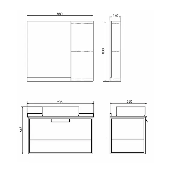 ТУМБА-УМЫВАЛЬНИК COMFORTY КЁЛЬН-90-1 ДУБ ТЕМНЫЙ С ЧЕРНОЙ СТОЛЕШНИЦЕЙ, С РАКОВИНОЙ COMFORTY T-Y9378