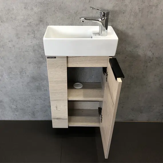 ТУМБА-УМЫВАЛЬНИК COMFORTY АСТИ-40 ДУБ ДЫМЧАТЫЙ С РАКОВИНОЙ CREA 40, P-UM-CRE40/1