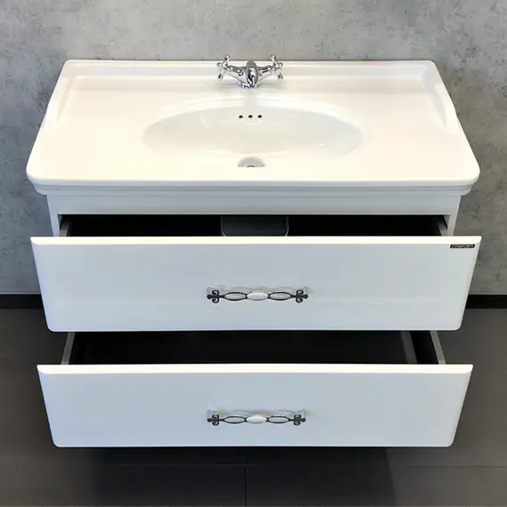 ТУМБА-УМЫВАЛЬНИК COMFORTY НЕАПОЛЬ-100 БЕЛЫЙ ГЛЯНЕЦ С РАКОВИНОЙ 50110 