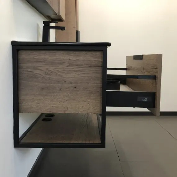 ТУМБА-УМЫВАЛЬНИК COMFORTY БОНН-90 ДУБ ТЕМНЫЙ С  РАКОВИНОЙ COMFORTY 90E ЧЕРНАЯ МАТОВАЯ