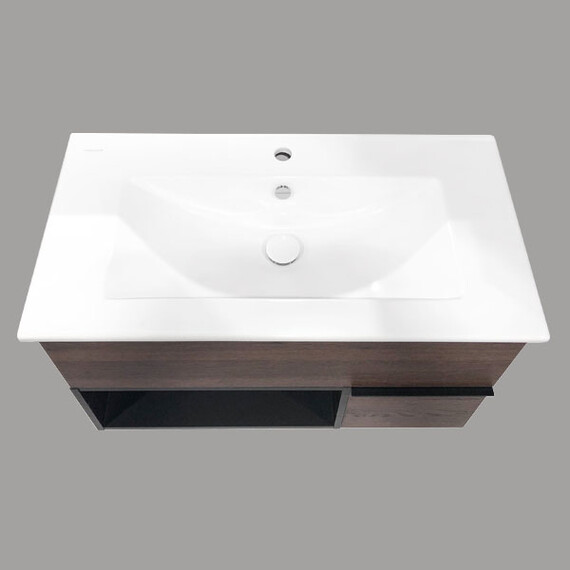 ТУМБА-УМЫВАЛЬНИК COMFORTY ФРАНКФУРТ-90 ДУБ ШОКОЛАДНО-КОРИЧНЕВЫЙ С РАКОВИНОЙ QUADRO 90