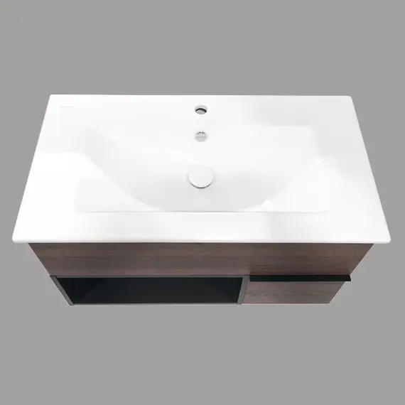 ТУМБА-УМЫВАЛЬНИК COMFORTY ФРАНКФУРТ-90 ДУБ ШОКОЛАДНО-КОРИЧНЕВЫЙ С РАКОВИНОЙ QUADRO 90