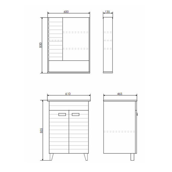 ЗЕРКАЛО-ШКАФ COMFORTY КЛЕОН-60 БЕЛЫЙ/ДУБ ДЫМЧАТЫЙ