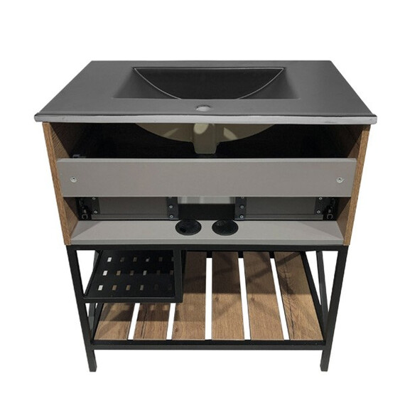 ТУМБА-УМЫВАЛЬНИК COMFORTY БРЕДФОРД-75 ДУБ ТЕМНЫЙ С РАКОВИНОЙ COMFORTY 75E ЧЕРНАЯ МАТОВАЯ