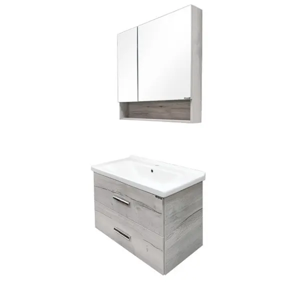 ТУМБА-УМЫВАЛЬНИК COMFORTY ПАРМА-80 ДУБ ДЫМЧАТЫЙ С РАКОВИНОЙ МИРАНДА-80