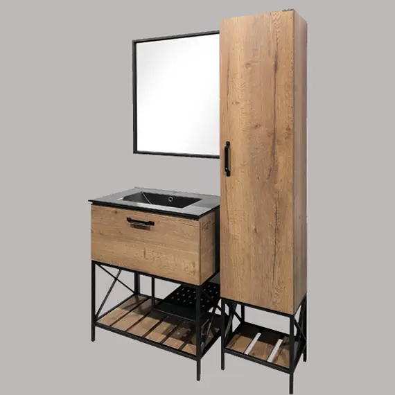 ТУМБА-УМЫВАЛЬНИК COMFORTY БРЕДФОРД-75 ДУБ ТЕМНЫЙ С РАКОВИНОЙ COMFORTY 75E ЧЕРНАЯ МАТОВАЯ