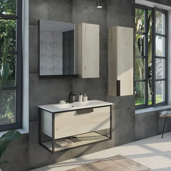 ЗЕРКАЛО-ШКАФ COMFORTY БОНН-90 ДУБ ДЫМЧАТЫЙ 