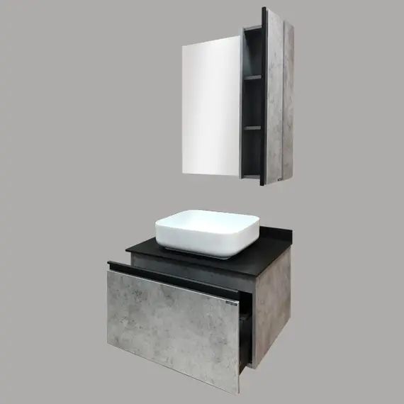 ЗЕРКАЛО-ШКАФ COMFORTY ЭДИНБУРГ-75 БЕТОН СВЕТЛЫЙ