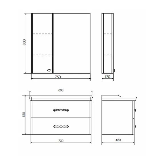 ЗЕРКАЛО-ШКАФ COMFORTY НЕАПОЛЬ-80 БЕЛЫЙ ГЛЯНЕЦ