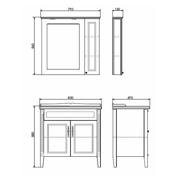 ЗЕРКАЛО-ШКАФ COMFORTY ПАЛЕРМО-80 БЕЛЫЙ ГЛЯНЕЦ