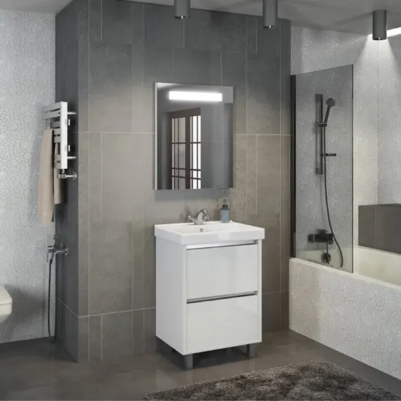 ТУМБА-УМЫВАЛЬНИК COMFORTY ДУБЛИН-60 БЕЛЫЙ ГЛЯНЕЦ С РАКОВИНОЙ COMFORTY 8056