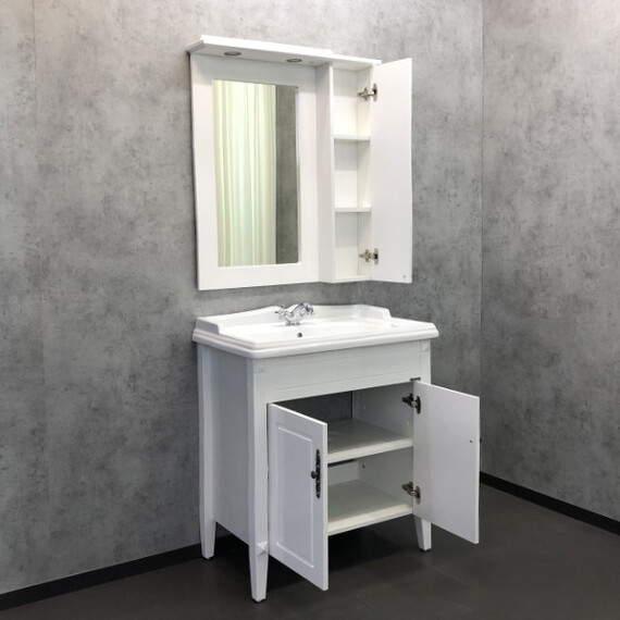 ТУМБА-УМЫВАЛЬНИК COMFORTY ПАЛЕРМО-80 БЕЛЫЙ ГЛЯНЕЦ С РАКОВИНОЙ COMFORTY 3380