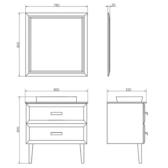 ЗЕРКАЛО COMFORTY ИМПЕРИЯ-80 БЕЛЫЙ ГЛЯНЕЦ