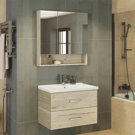 ТУМБА-УМЫВАЛЬНИК COMFORTY ПАРМА-80 ДУБ ДЫМЧАТЫЙ С РАКОВИНОЙ МИРАНДА-80