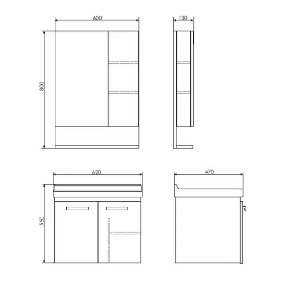 ЗЕРКАЛО-ШКАФ COMFORTY РИГА-60 ДУБ СОНОМА