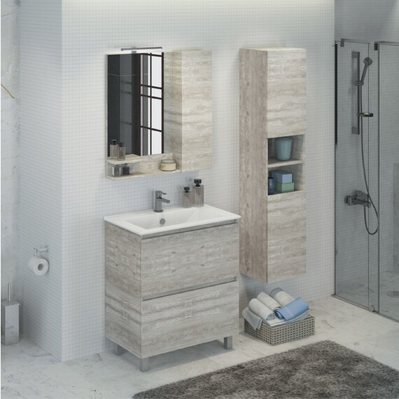 ЗЕРКАЛО-ШКАФ COMFORTY ВЕРОНА-75 ДУБ БЕЛЫЙ