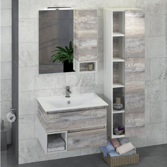 ЗЕРКАЛО-ШКАФ COMFORTY ТУРИН-75 ДУБ БЕЖЕВЫЙ