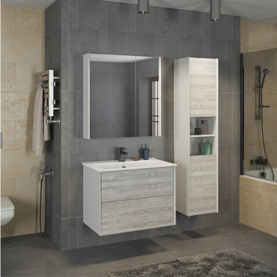 ТУМБА-УМЫВАЛЬНИК COMFORTY ЖЕНЕВА-75 ДУБ БЕЛЫЙ С РАКОВИНОЙ COMFORTY 75E