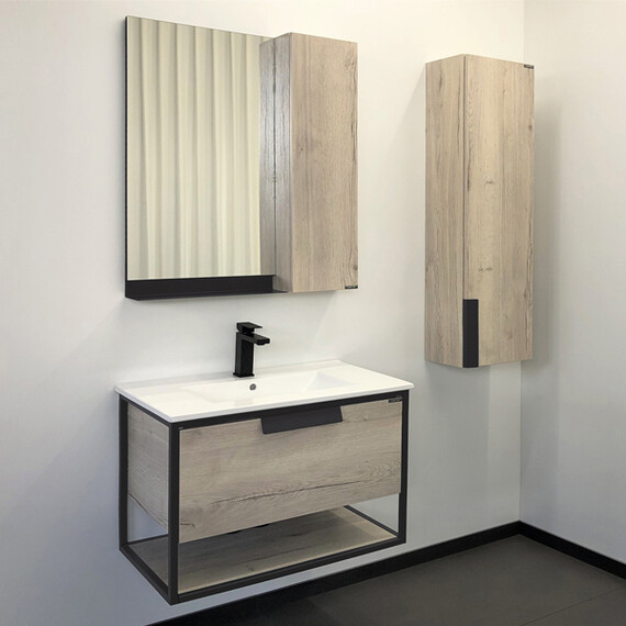 ТУМБА-УМЫВАЛЬНИК COMFORTY БОНН 75 ГРАФИТ/ДУБ ДЫМЧАТЫЙ С РАКОВИНОЙ COMFORTY 75E