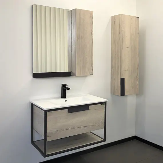 ТУМБА-УМЫВАЛЬНИК COMFORTY БОНН 75 ГРАФИТ/ДУБ ДЫМЧАТЫЙ С РАКОВИНОЙ COMFORTY 75E