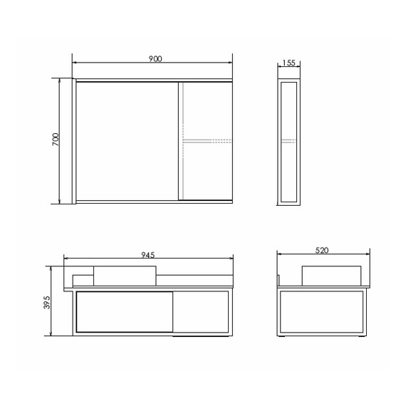 ТУМБА-УМЫВАЛЬНИК COMFORTY ЛИССАБОН-95 ДУБ ТЕМНЫЙ С ЛЕВОЙ ЧЕРНОЙ СТОЛЕШНИЦЕЙ С РАКОВИНОЙ COMFORTY 9111