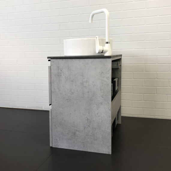 ТУМБА-УМЫВАЛЬНИК COMFORTY ЭДИНБУРГ-60-2 БЕТОН СВЕТЛЫЙ С ЧЕРНОЙ СТОЛЕШНИЦЕЙ С ОТВЕРСТИЕМ ПОД СМЕСИТЕЛЬ, С РАКОВИНОЙ COMFORTY 9111