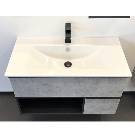 ТУМБА-УМЫВАЛЬНИК COMFORTY ФРАНКФУРТ 90 БЕТОН СВЕТЛЫЙ С РАКОВИНОЙ QUADRO 90