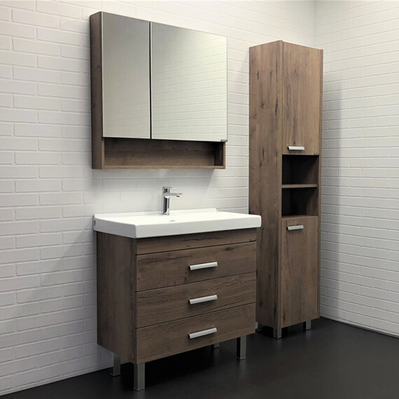 ЗЕРКАЛО-ШКАФ COMFORTY НИКОСИЯ-80 ДУБ ТЕМНЫЙ