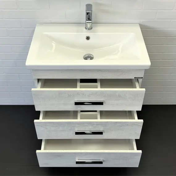 ТУМБА-УМЫВАЛЬНИК COMFORTY НИКОСИЯ-70Н ДУБ БЕЛЫЙ С РАКОВИНОЙ COMO 70