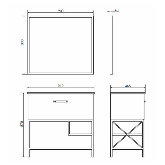 ТУМБА-УМЫВАЛЬНИК COMFORTY БРЕДФОРД-90 БЕЛЫЙ ГЛЯНЕЦ С РАКОВИНОЙ COMFORTY 90E