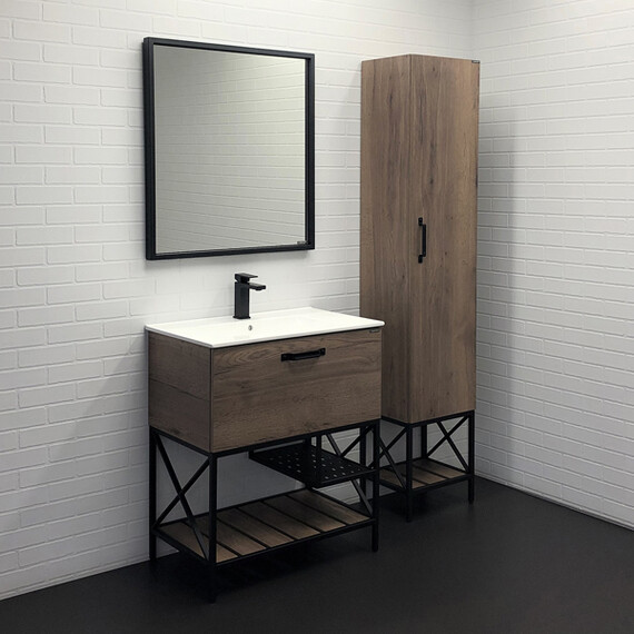 ТУМБА-УМЫВАЛЬНИК COMFORTY БРЕДФОРД-75 ДУБ ТЕМНЫЙ С РАКОВИНОЙ COMFORTY 75E