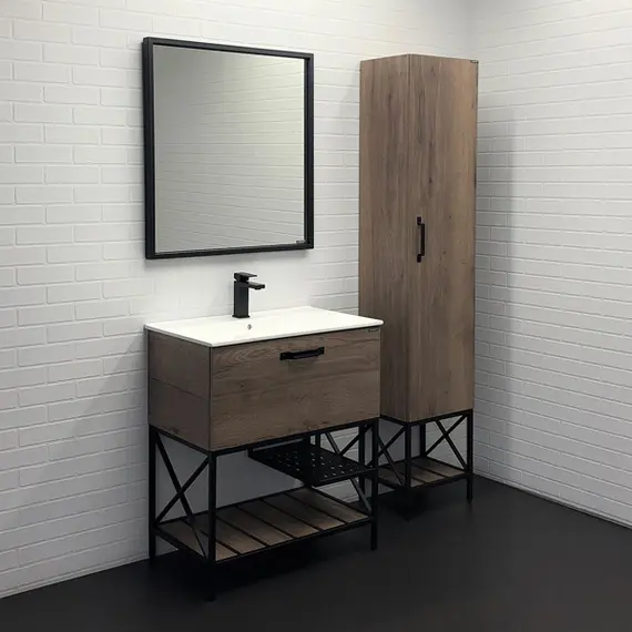 ТУМБА-УМЫВАЛЬНИК COMFORTY БРЕДФОРД-75 ДУБ ТЕМНЫЙ С РАКОВИНОЙ COMFORTY 75E