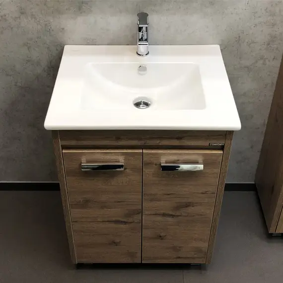 ТУМБА-УМЫВАЛЬНИК COMFORTY МАРИО-60 ДУБ ТЕМНЫЙ С РАКОВИНОЙ QUADRO 60