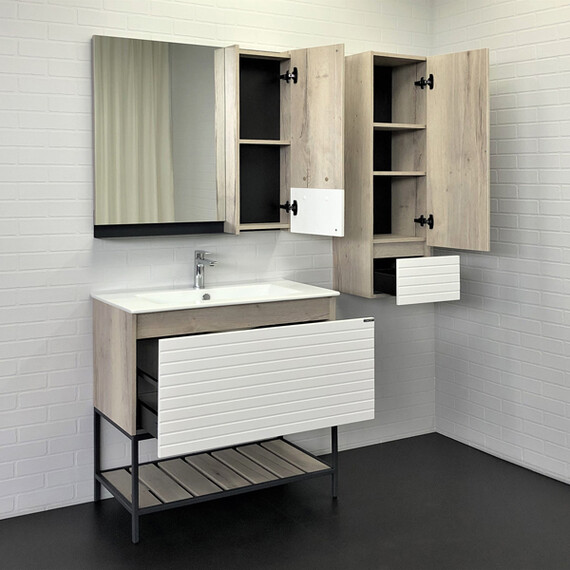 ТУМБА-УМЫВАЛЬНИК COMFORTY СТРАСБУРГ-90 ДУБ ДЫМЧАТЫЙ С РАКОВИНОЙ QUADRO 90