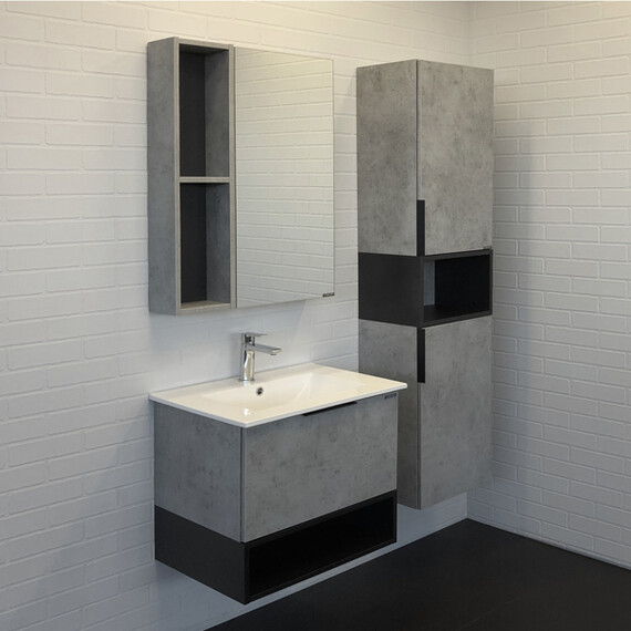 ТУМБА-УМЫВАЛЬНИК COMFORTY ФРАНКФУРТ-60 БЕТОН СВЕТЛЫЙ С РАКОВИНОЙ COMFORTY 60E