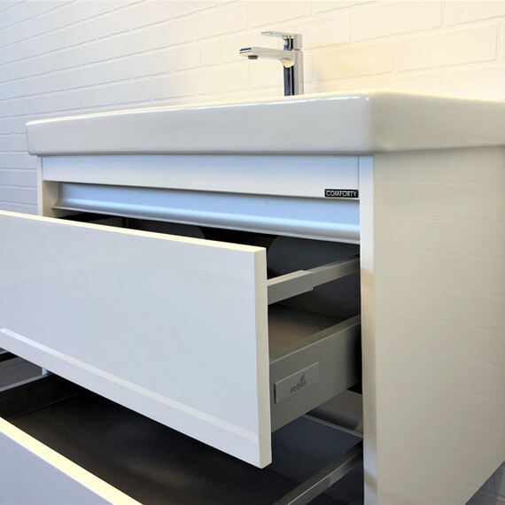 ТУМБА-УМЫВАЛЬНИК COMFORTY ДУБЛИН 89 БЕЛЫЙ ГЛЯНЕЦ С РАКОВИНОЙ АДРИАНА 90