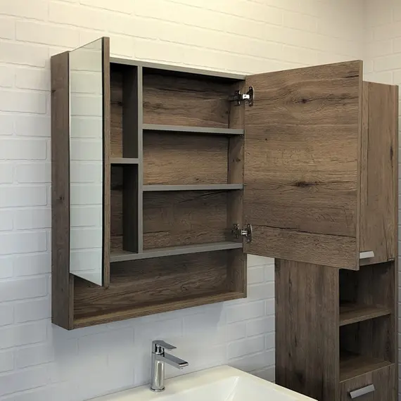 ЗЕРКАЛО-ШКАФ COMFORTY НИКОСИЯ 70 ДУБ ТЕМНЫЙ