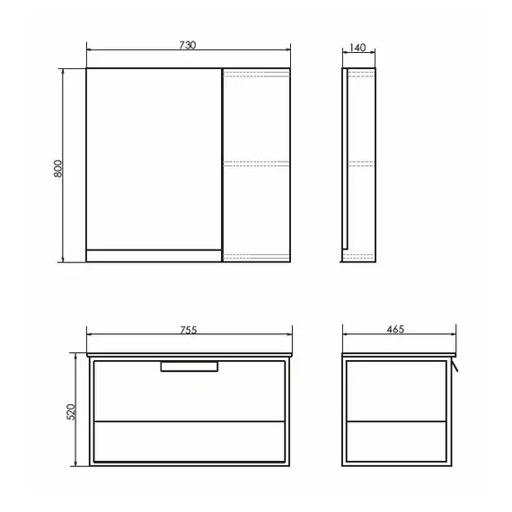 ЗЕРКАЛО-ШКАФ COMFORTY БОНН 75 ГРАФИТ/ДУБ ДЫМЧАТЫЙ