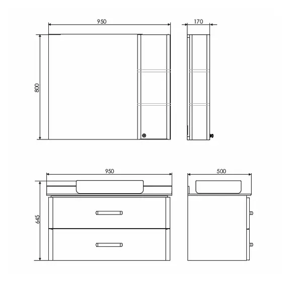 ТУМБА-УМЫВАЛЬНИК COMFORTY АМСТЕРДАМ-95 БЕЛАЯ С ЧЕРНОЙ МАТОВОЙ СТОЛЕШНИЦЕЙ С РАКОВИНОЙ COMFORTY T-Y9378