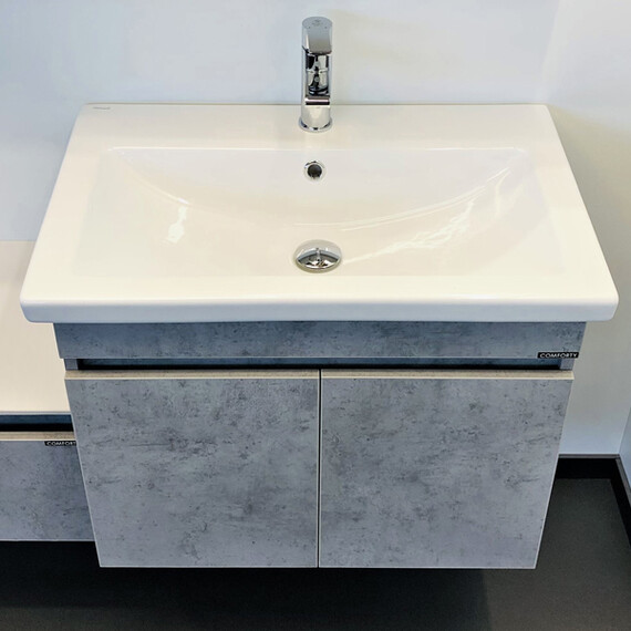 ТУМБА-УМЫВАЛЬНИК ПОДВЕСНАЯ COMFORTY ОСЛО-70ПД БЕТОН СВЕТЛЫЙ С РАКОВИНОЙ COMO 70