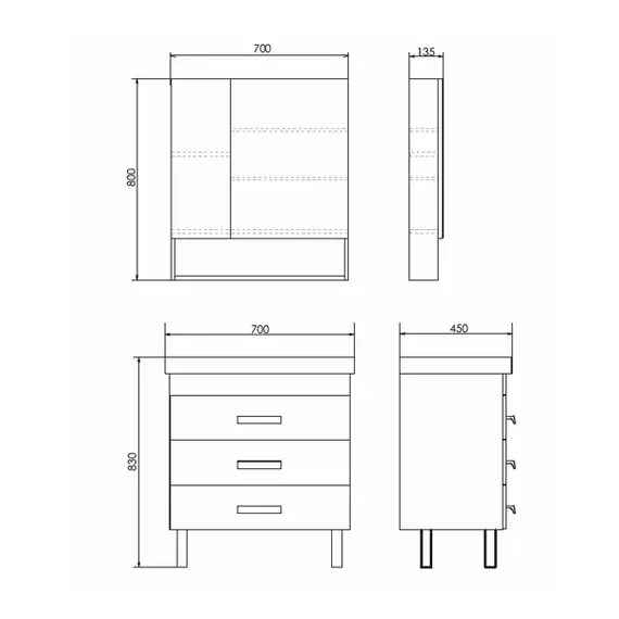 ТУМБА-УМЫВАЛЬНИК COMFORTY НИКОСИЯ-70Н ДУБ БЕЛЫЙ С РАКОВИНОЙ COMO 70