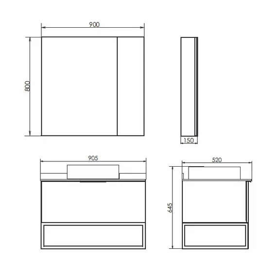 ЗЕРКАЛО-ШКАФ COMFORTY ПОРТО-90 ДУБ ТЕМНО-КОРИЧНЕВЫЙ