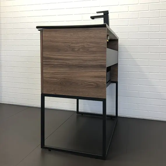 ТУМБА-УМЫВАЛЬНИК COMFORTY РАВЕННА ЛОФТ-90 ДУБ ТЕМНО-КОРИЧНЕВЫЙ С РАКОВИНОЙ  COMFORTY 90E ЧЕРНАЯ МАТОВАЯ