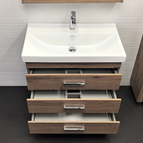 ТУМБА-УМЫВАЛЬНИК COMFORTY НИКОСИЯ-80Н ДУБ ТЕМНЫЙ С РАКОВИНОЙ FEST 80